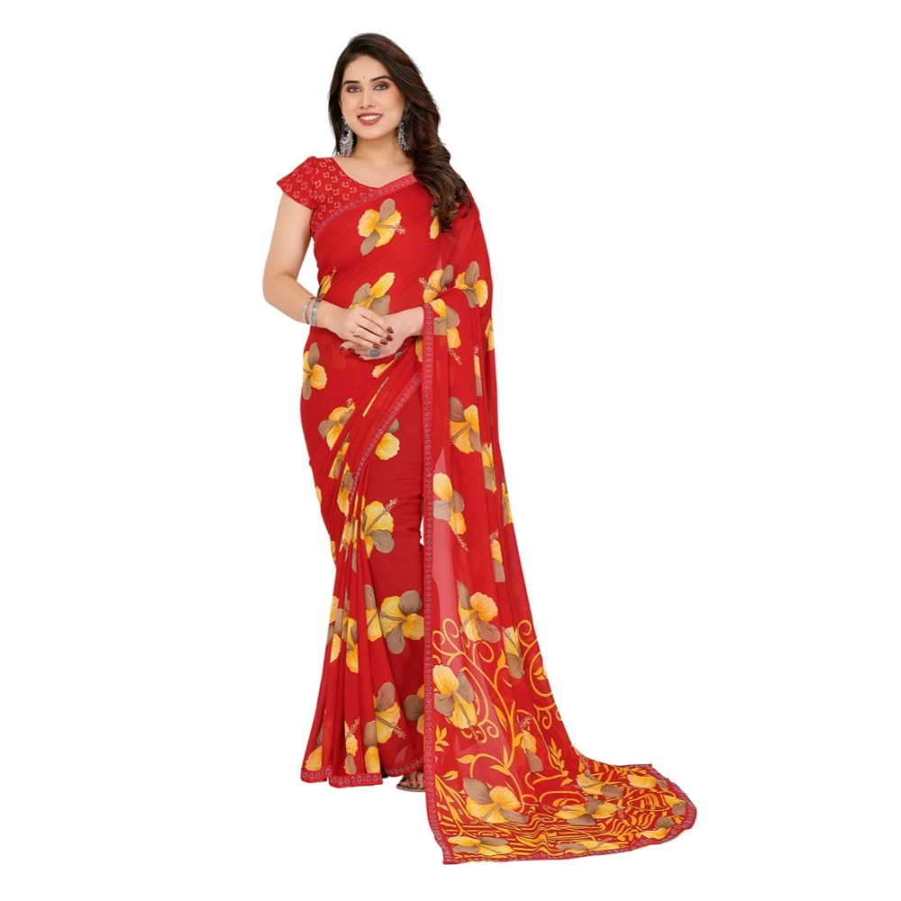 Generic Women's Georgette Printed Saree With Unstitched Blouse 5.5Mtr (Orange) Generic Women's Georgette Printed Saree With Unstitched Blouse 5.5Mtr (Orange)