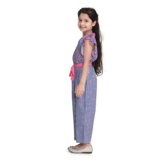 Generic Girl's Cotton Striped Flutter Jumpsuit (Blue-Pink) Generic Girl's Cotton Striped Flutter Jumpsuit (Blue-Pink)