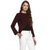 Generic Women's Polyester Diagonal Cut Long Sleeves Blazer (Maroon)