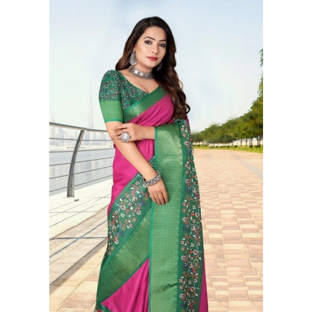 Generic Women's Cotton Silk Printed Saree With Unstitched Blouse 5.5Mtr (Multicolor) Generic Women's Cotton Silk Printed Saree With Unstitched Blouse 5.5Mtr (Multicolor)