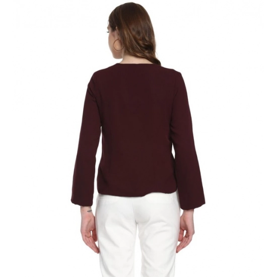 Generic Women's Polyester Diagonal Cut Long Sleeves Blazer (Maroon) Generic Women's Polyester Diagonal Cut Long Sleeves Blazer (Maroon)
