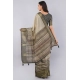 Generic Women's Polyester Printed Ready To Wear Saree With Unstitched Blouse 5.5 Mtr (Beige)