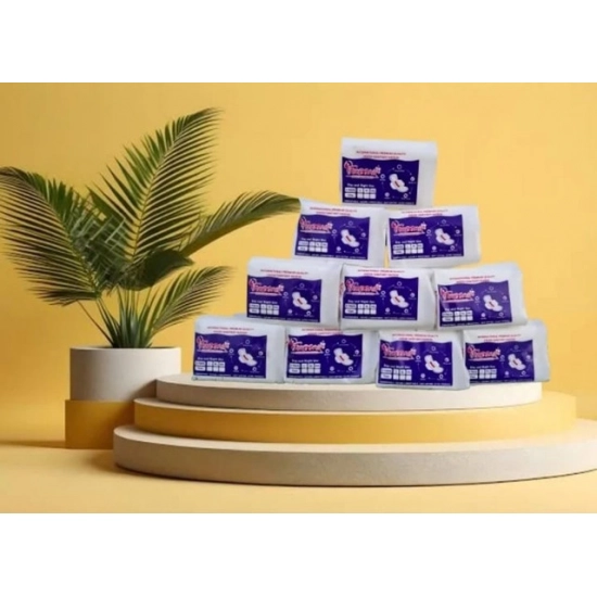 Generic Pack of_12 Pcs Cotton Bamboo Sanitary Pads with Wings (White, each pack_6 pads)