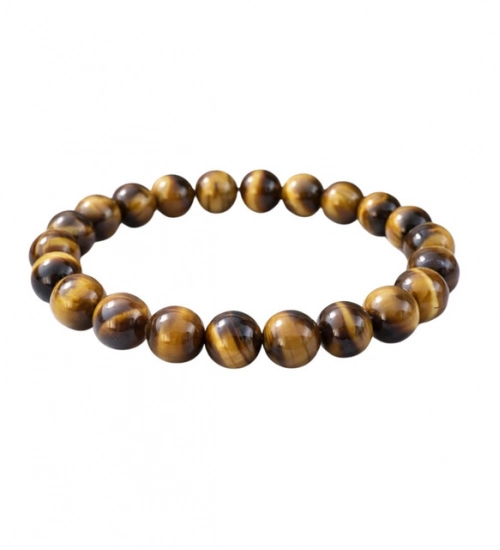 Generic Natural Crystal 8mm Tiger Eye Bracelet  (Brown)