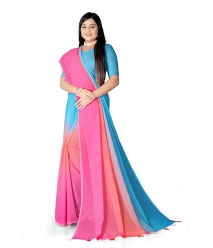 Generic Women's Georgette Floral Printed Saree With Unstitched Blouse 5.5Mtr (Multicolor)
