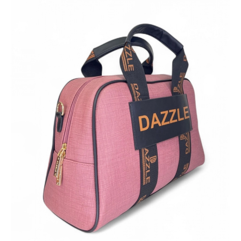 Generic Women's Polyurethane Textured Duffle Bag with Adjustable & Removable Strap (Pink)