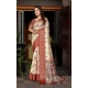 Generic Women's Cotton Silk Floral Printed Saree With Unstitched Blouse 5.5Mtr (Gold-Brown)