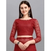 Generic Women's Net Self Design Saree With Unstitched Blouse 5.5Mtr (Maroon)