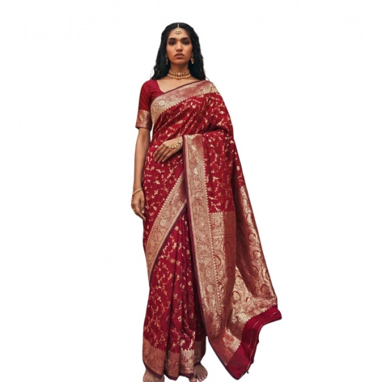 Generic Women's Art Silk Printed Saree With Unstitched Blouse 5.5Mtr (Red) Generic Women's Art Silk Printed Saree With Unstitched Blouse 5.5Mtr (Red)