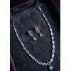 Generic Women's Brass Silver Plated Necklace set (Turquoise) Generic Women's Brass Silver Plated Necklace set (Turquoise)