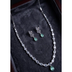 Generic Women's Brass Silver Plated Necklace set (Turquoise)