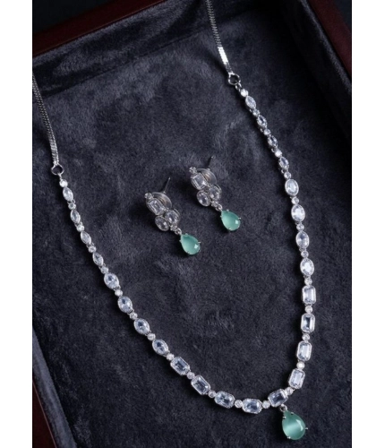 Generic Women's Brass Silver Plated Necklace set (Turquoise)