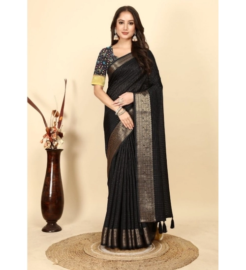 Generic Women's Cotton Blend Checkered Saree With Unstitched Blouse 5.5Mtr (Black) Generic Women's Cotton Blend Checkered Saree With Unstitched Blouse 5.5Mtr (Black)