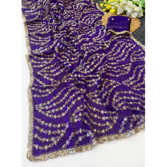 Generic Women's Satin Embellished Saree With Unstitched Blouse 5.5Mtr (Purple) Generic Women's Satin Embellished Saree With Unstitched Blouse 5.5Mtr (Purple)