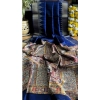 Generic Women's Tussar Silk Madhubani Saree With Unstitched Blouse 5.5Mtr (Blue)