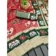 Generic Women's Soft Litchi Silk Jacquard Work Saree With Unstitched Blouse 5.5Mtr (Red-Green)