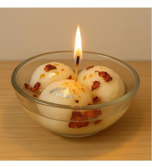 Generic Soya Wax, Glass Rasgulla-Style Glass Bowl Candle