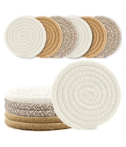 Generic Cotton Rope Drink Coasters 6 Pcs Set (Multicolor)