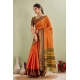 Generic Women's Silk Blended Jaquard Woven Saree With Unstitched Blouse 5.5Mtr (Orange)