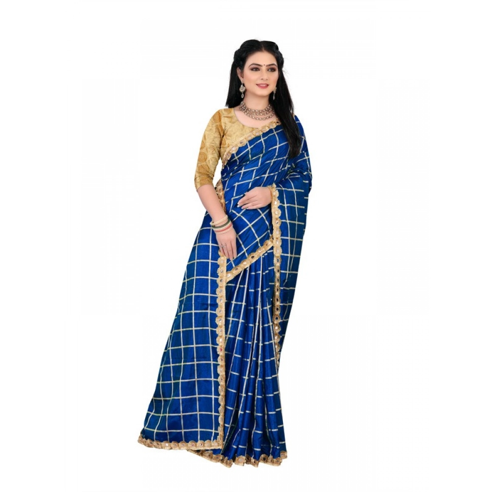 Generic Women's Sana Silk Bandhni Saree With Unstitched Blouse 5.5Mtr (Royal Blue)