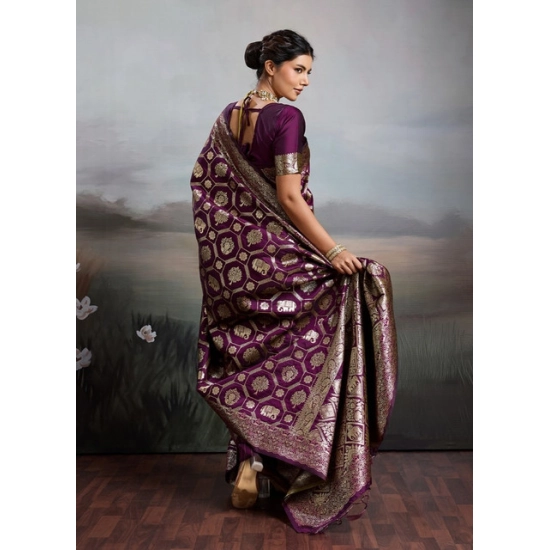 Generic Women's Silk Blend Printed Saree With Unstitched Blouse 5.5Mtr (Wine) Generic Women's Silk Blend Printed Saree With Unstitched Blouse 5.5Mtr (Wine)