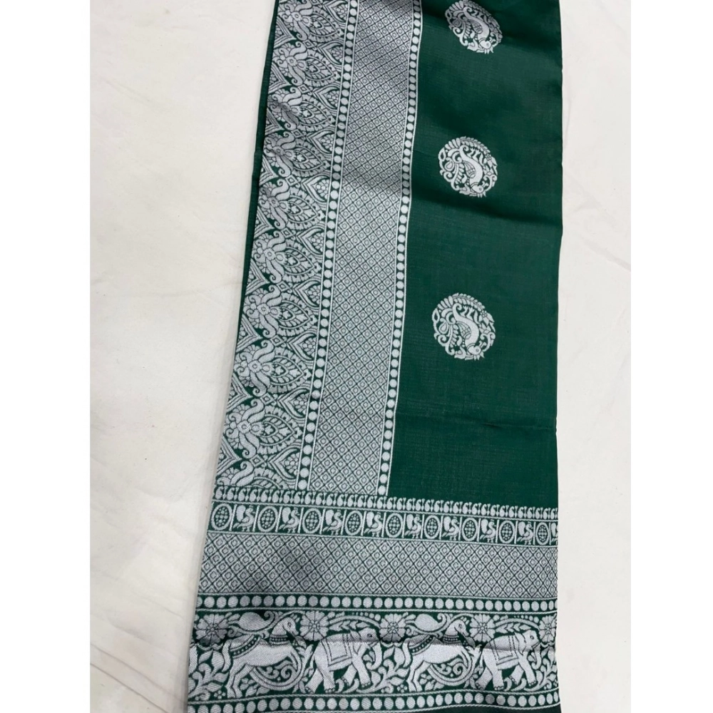 Generic Women's Soft Litchi Silk Jacquard Work Saree With Unstitched Blouse 5.5Mtr (Green) Generic Women's Soft Litchi Silk Jacquard Work Saree With Unstitched Blouse 5.5Mtr (Green)