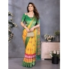 Generic Women's Cotton Silk  Printed Saree With Unstitched Blouse 5.5Mtr (Yellow)