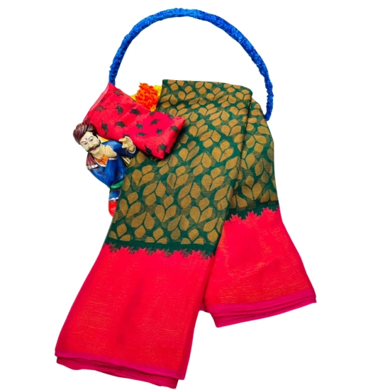 Generic Women's Brasso Printed Saree With Unstitched Blouse 5.5Mtr (Green) Generic Women's Brasso Printed Saree With Unstitched Blouse 5.5Mtr (Green)