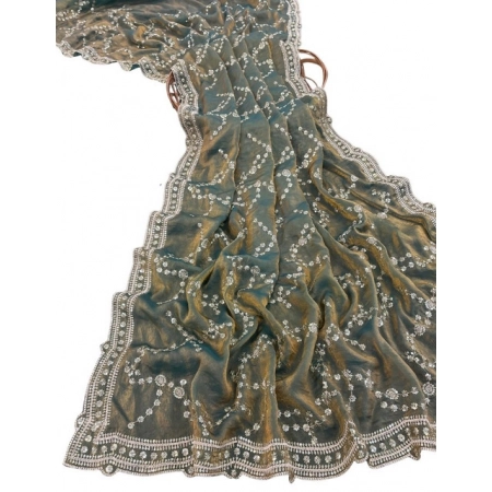 Generic Women's Silk Embellished Saree With Unstitched Blouse 5.5Mtr (Green) Generic Women's Silk Embellished Saree With Unstitched Blouse 5.5Mtr (Green)
