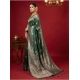 Generic Women's Silk Blend Printed Saree With Unstitched Blouse 5.5Mtr (Dark Green)