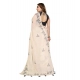 Generic Women's Linen Cotton Printed Saree With Unstitched Blouse 5.5Mtr (Off White)