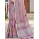 Generic Women's Linen Embroidered Saree With Unstitched Blouse 5.5Mtr (Light Purple) Generic Women's Linen Embroidered Saree With Unstitched Blouse 5.5Mtr (Light Purple)
