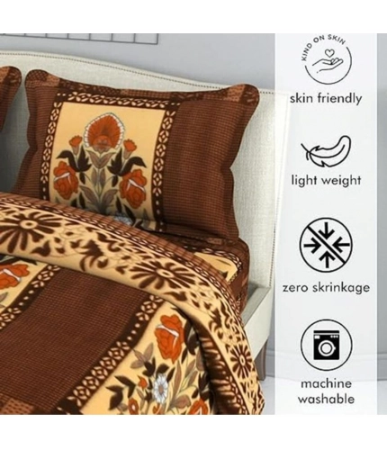 Generic Fleece Floral Printed Double Polar Warm Bedsheet with 2 Pillow Cover (Brown) Generic Fleece Floral Printed Double Polar Warm Bedsheet with 2 Pillow Cover (Brown)