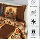 Generic Fleece Floral Printed Double Polar Warm Bedsheet with 2 Pillow Cover (Brown)