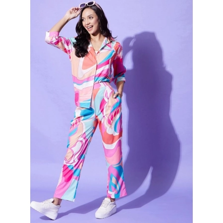 Generic Women's Polyester Printed 3-4th Sleeve Co-Ord Set (Multicolor) Generic Women's Polyester Printed 3-4th Sleeve Co-Ord Set (Multicolor)