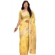 Generic Women's Linen Cotton Printed Saree With Unstitched Blouse 5.5Mtr (Yellow)