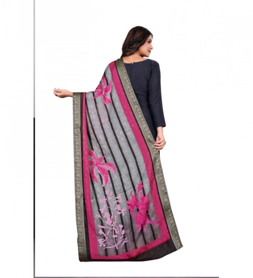 Generic Women's chanderi silk  Printed Dupatta (Black, Length: 2 Mtr)