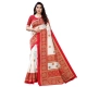 Generic Women's Litchi silk Printed Saree With Unstitched Blouse  5-6 Mtrs (Red)