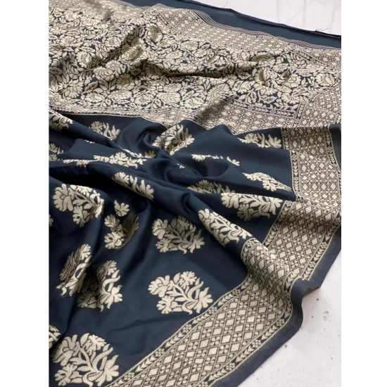 Generic Women's Soft Litchi Silk Jacquard Work Saree With Unstitched Blouse 5.5Mtr (Black) Generic Women's Soft Litchi Silk Jacquard Work Saree With Unstitched Blouse 5.5Mtr (Black)