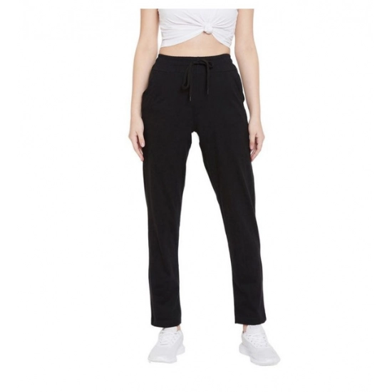 Generic Women's Cotton Solid Elasticated Track Pants (Black)