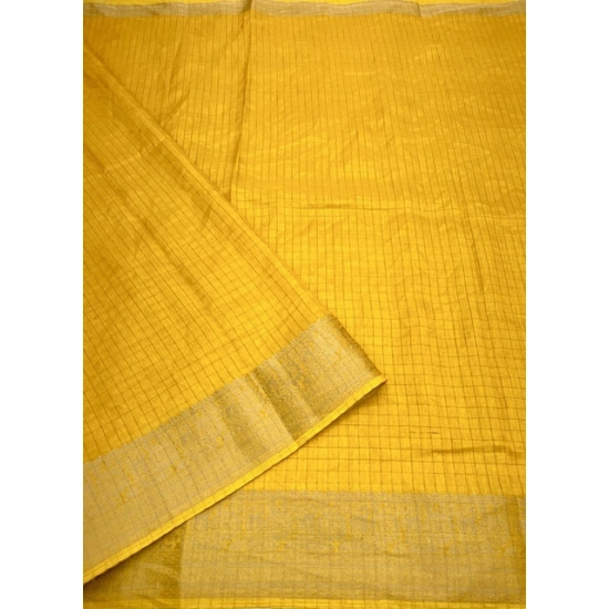 Generic Women's Cotton Blend Checkered Saree With Unstitched Blouse 5.5Mtr (Yellow) Generic Women's Cotton Blend Checkered Saree With Unstitched Blouse 5.5Mtr (Yellow)