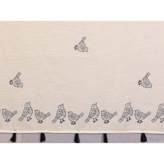 Generic Women's Linen Cotton Printed Saree With Unstitched Blouse 5.5Mtr (Off White)