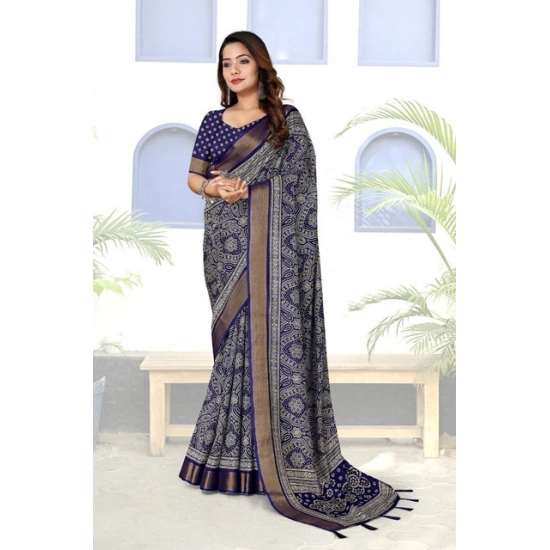 Generic Women's Cotton Silk Printed Saree With Unstitched Blouse 5.5Mtr (Blue) Generic Women's Cotton Silk Printed Saree With Unstitched Blouse 5.5Mtr (Blue)