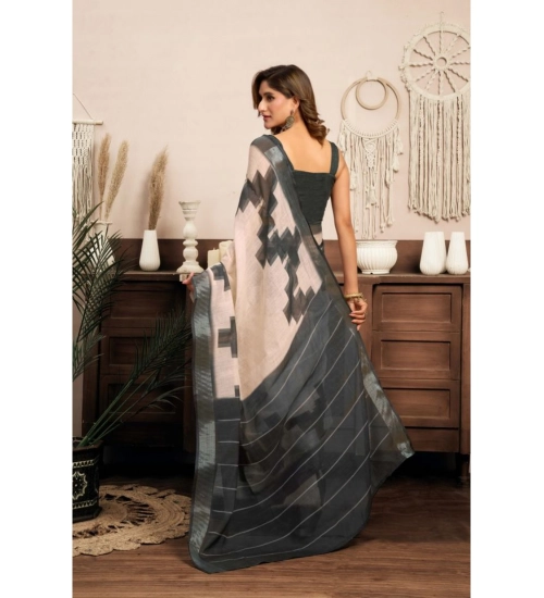 Generic Women's Linen Cotton Printed Ready To Wear With Pocket Saree With Unstitched Blouse 5.5 Mtr (Light_Beige) Generic Women's Linen Cotton Printed Ready To Wear With Pocket Saree With Unstitched Blouse 5.5 Mtr (Light_Beige)