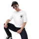 Generic Men's Cotton Blend Printed Oversized Round Neck Half Sleeve T-Shirt (White)