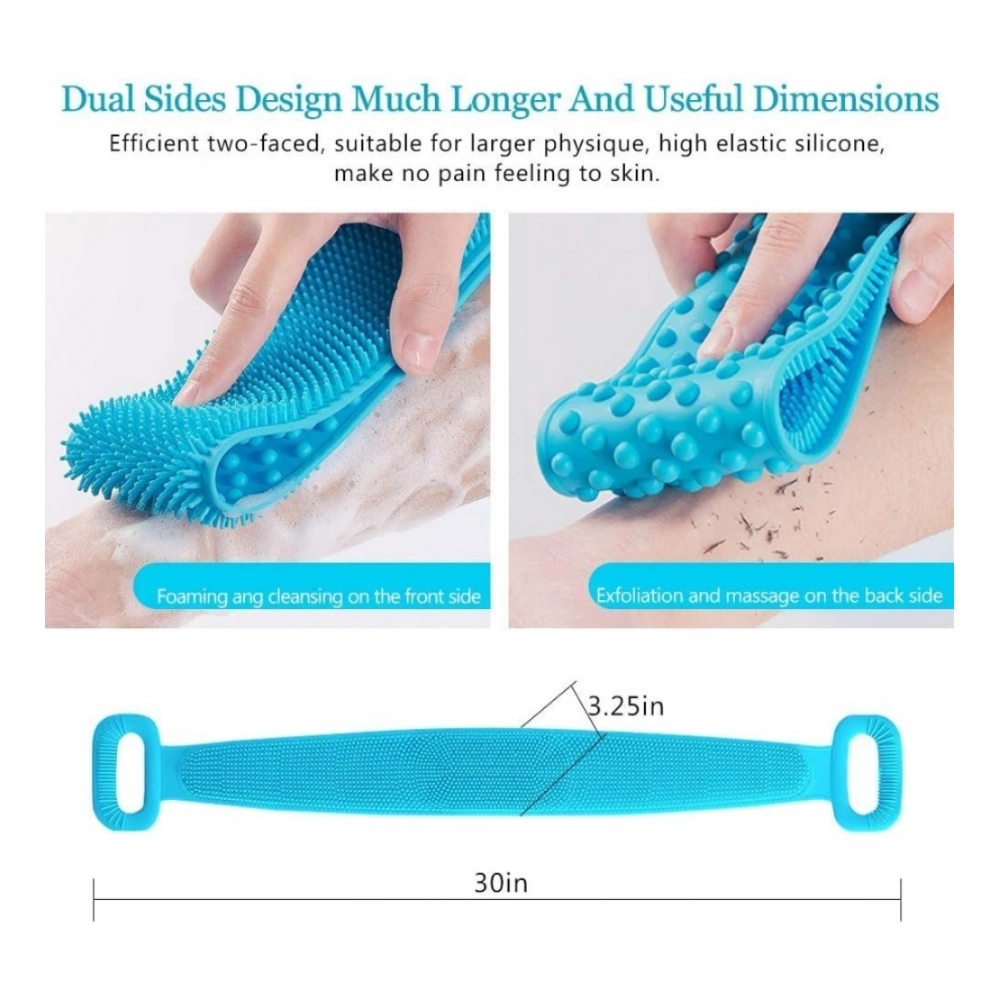 Generic Pack Of 2_Silicone Bath Scrubber Belt – Dual-Sided Exfoliating Body Cleaning Strap (Color: Assorted )