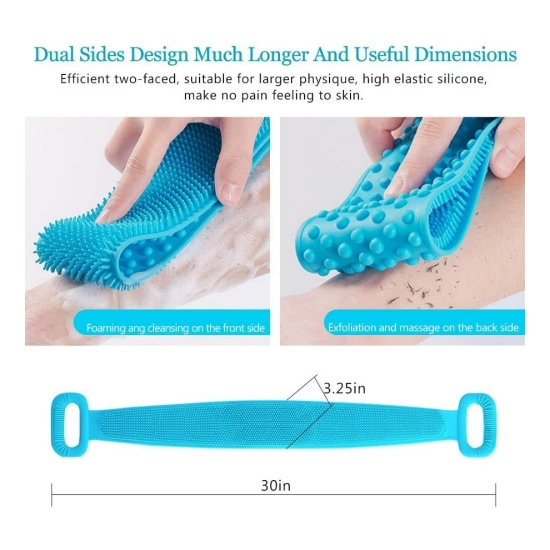 Generic Pack Of 2_Silicone Bath Scrubber Belt – Dual-Sided Exfoliating Body Cleaning Strap (Color: Assorted )