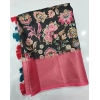 Generic Women's Cotton Silk Floral Printed Saree With Unstitched Blouse 5.5Mtr (Multicolor)