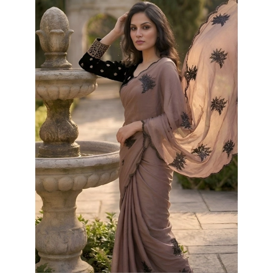 Generic Women's Viscose Silk Embroidered Saree With Unstitched Blouse 5.5Mtr (Brown) Generic Women's Viscose Silk Embroidered Saree With Unstitched Blouse 5.5Mtr (Brown)
