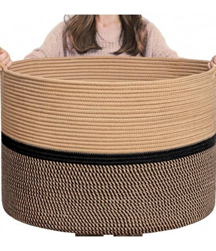 Generic Cotton Dori 16x14 Inch Storage Basket For Clothes With Out Lid (Beige-Beige-Black) Generic Cotton Dori 16x14 Inch Storage Basket For Clothes With Out Lid (Beige-Beige-Black)
